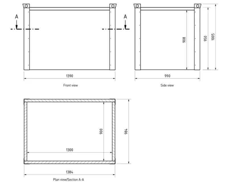 PRIOCOVER teknik ölçü çizimi